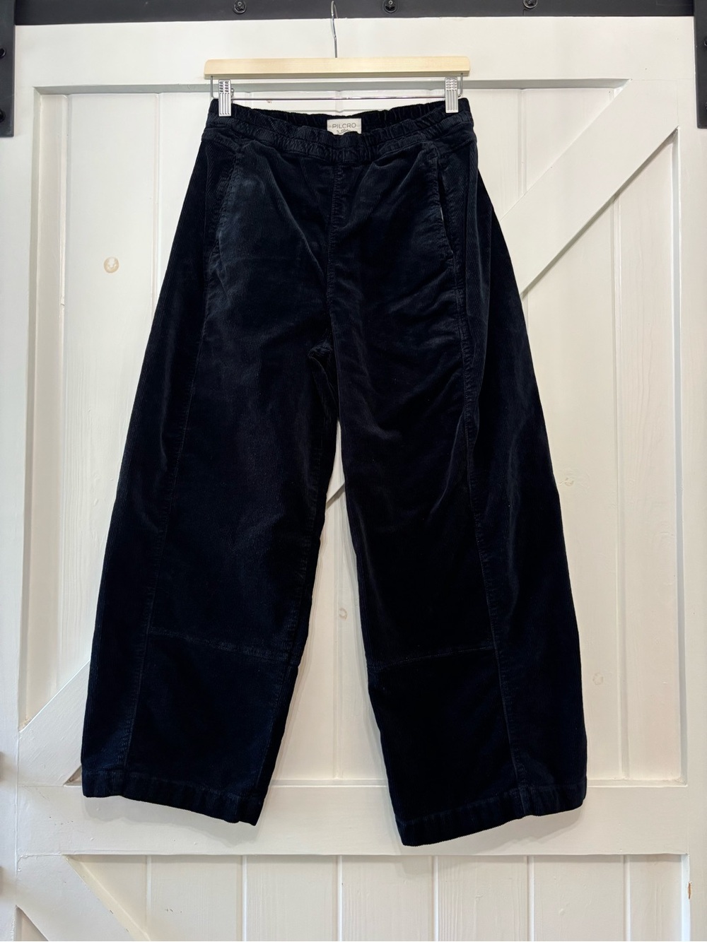 Pilcro Anthropologie Black Corduroy Wide Leg Elastic Waist Pockets Small - Picture 2 of 11